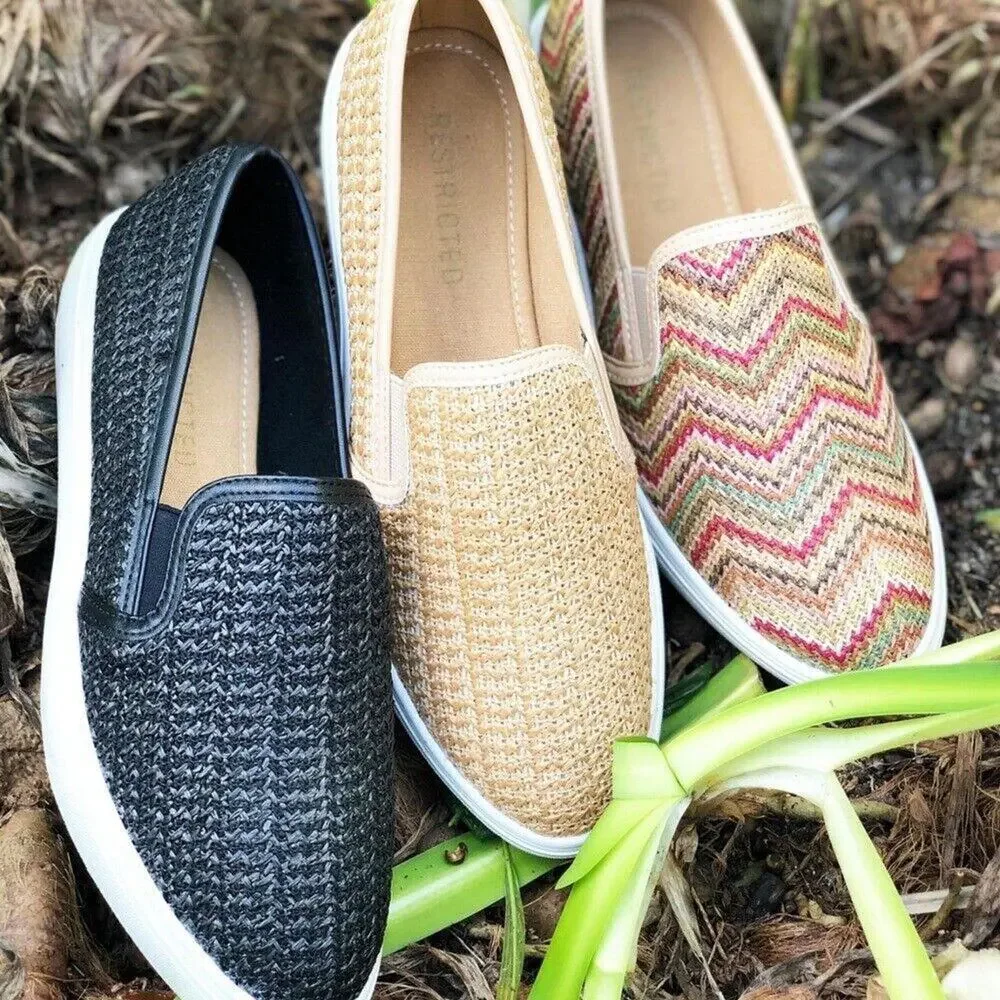 Restricted Valley Girl Sneakers Tan Woven Summer Vacation Women's Size 8.5‎ EUC